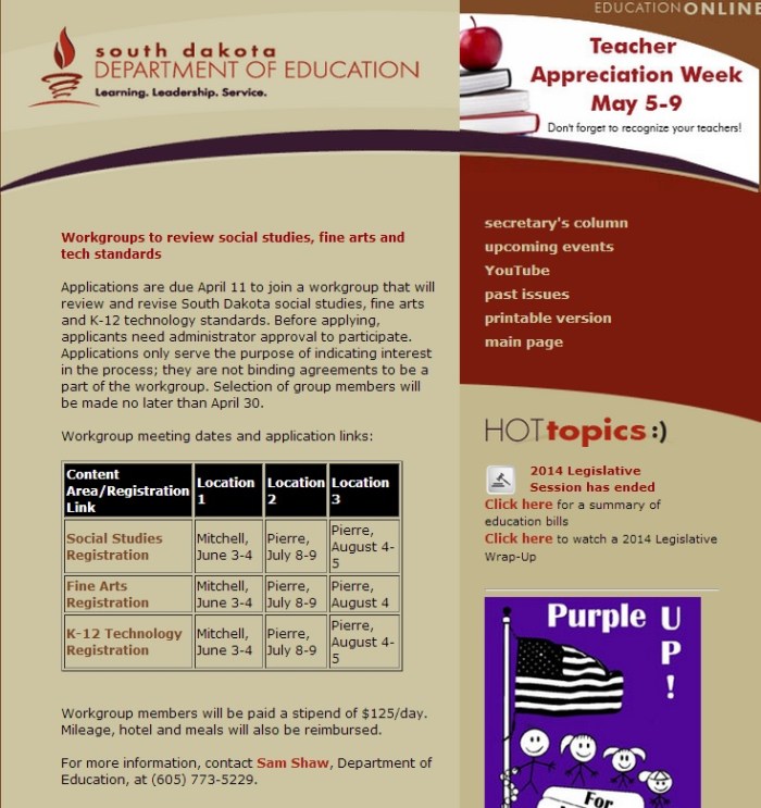 Wrokgroup for SS, Fine Arts and Technical Standards 2014